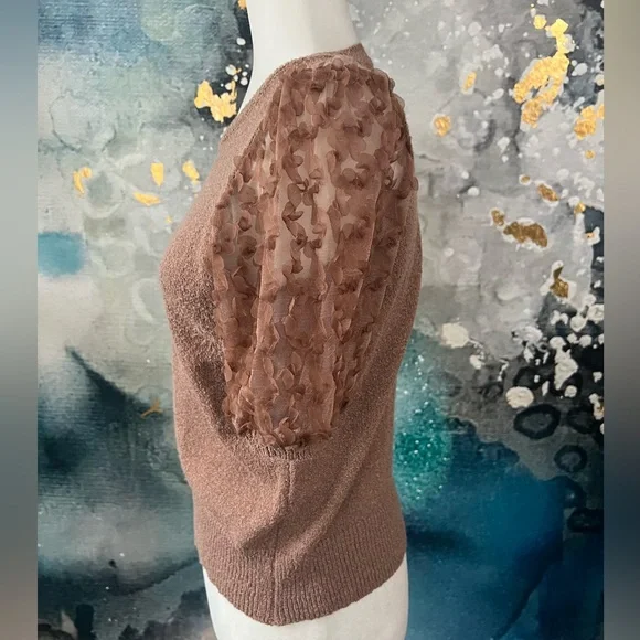 Mine | Sheer Floral Sleeve Top - Picture 2 of 7